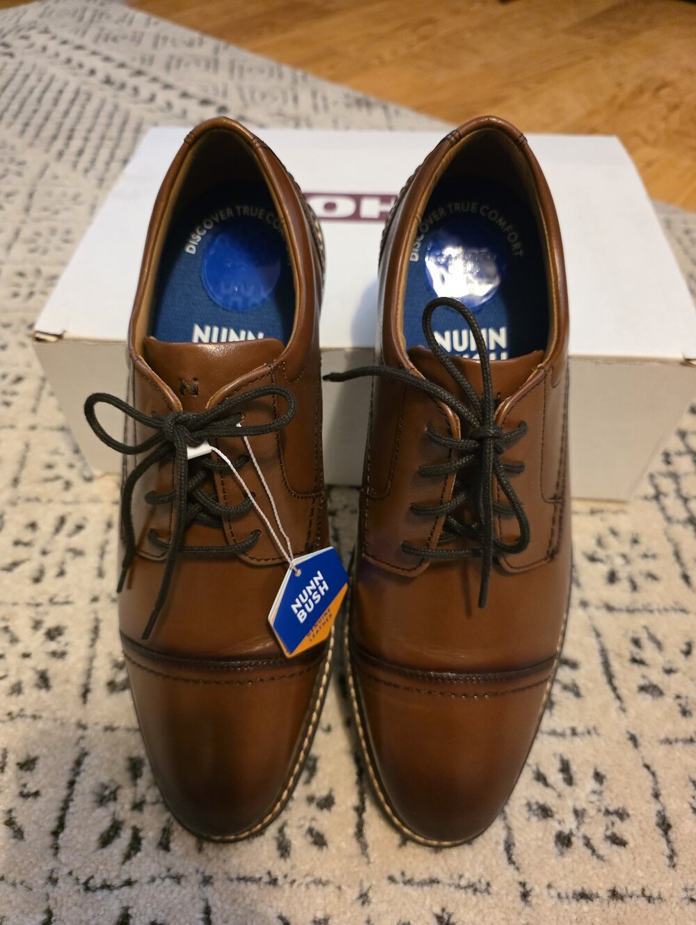 Nunn Busch Men's Brown Leather Cap-Toe Oxford 10.5